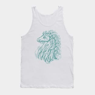 Side Profile of a Horse Head with Curly Hair Hand Drawn Illustration Tank Top